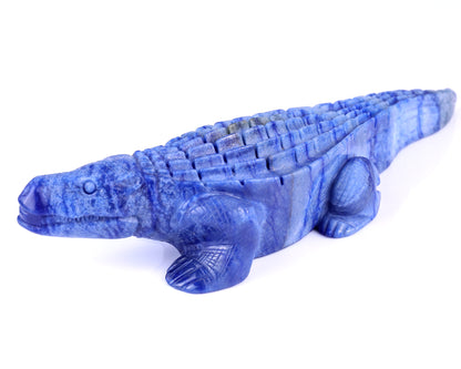 12.2" Blue Aventurine Hand Carved Crystal Crocodile Sculpture Crystallumi