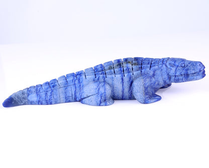 12.2" Blue Aventurine Hand Carved Crystal Crocodile Sculpture Crystallumi