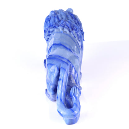 13.8" Blue Aventurine Hand Carved Crystal Lion Sculpture Crystallumi