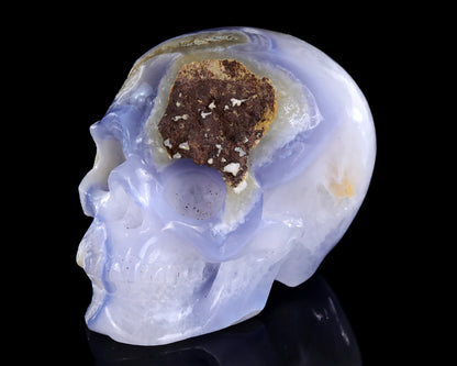 5.3" Blue Lace Agate Hand Carved Crystal Skull Sculpture