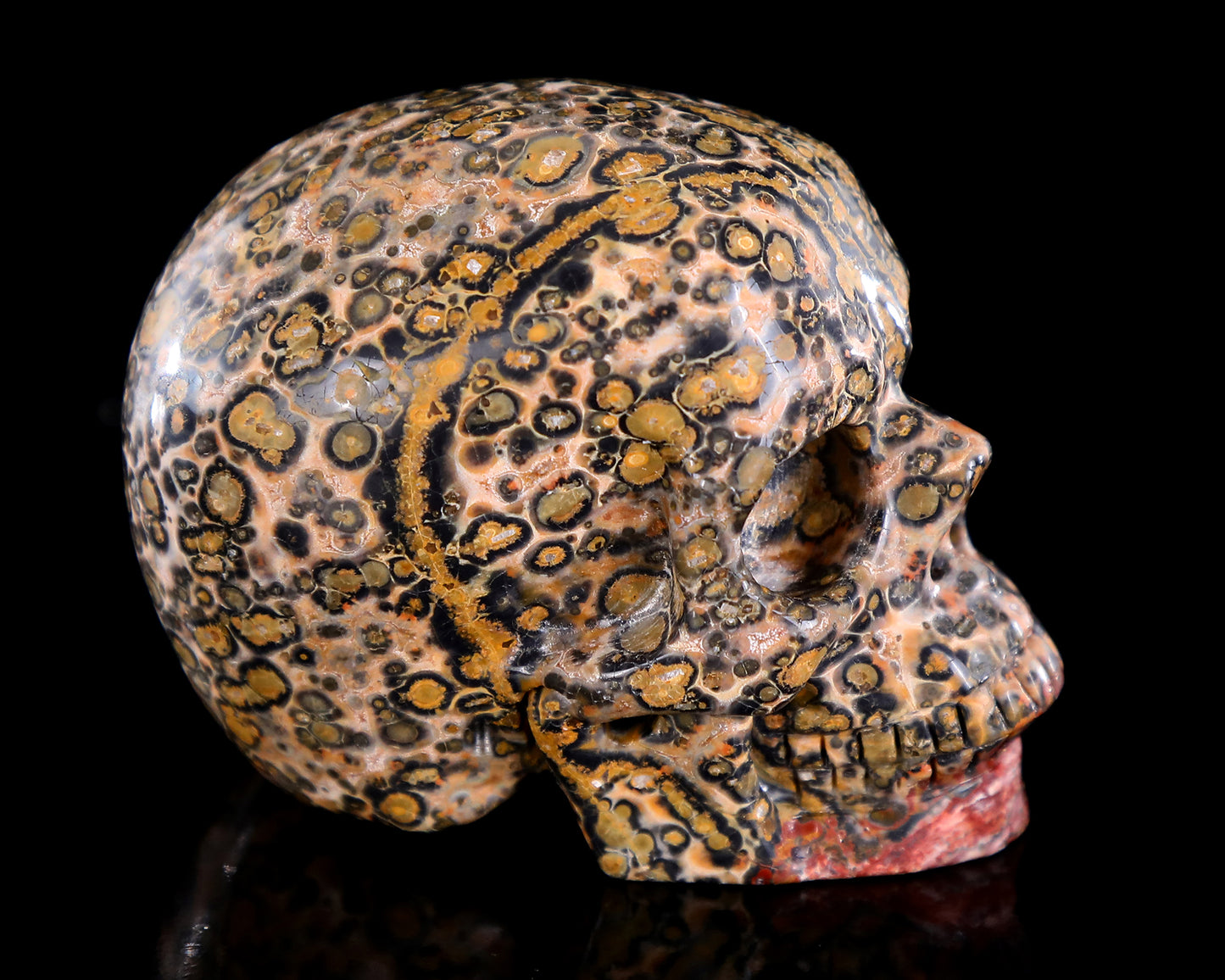 3.0" Leopard Skin Jasper Hand Carved Crystal Skull Sculpture