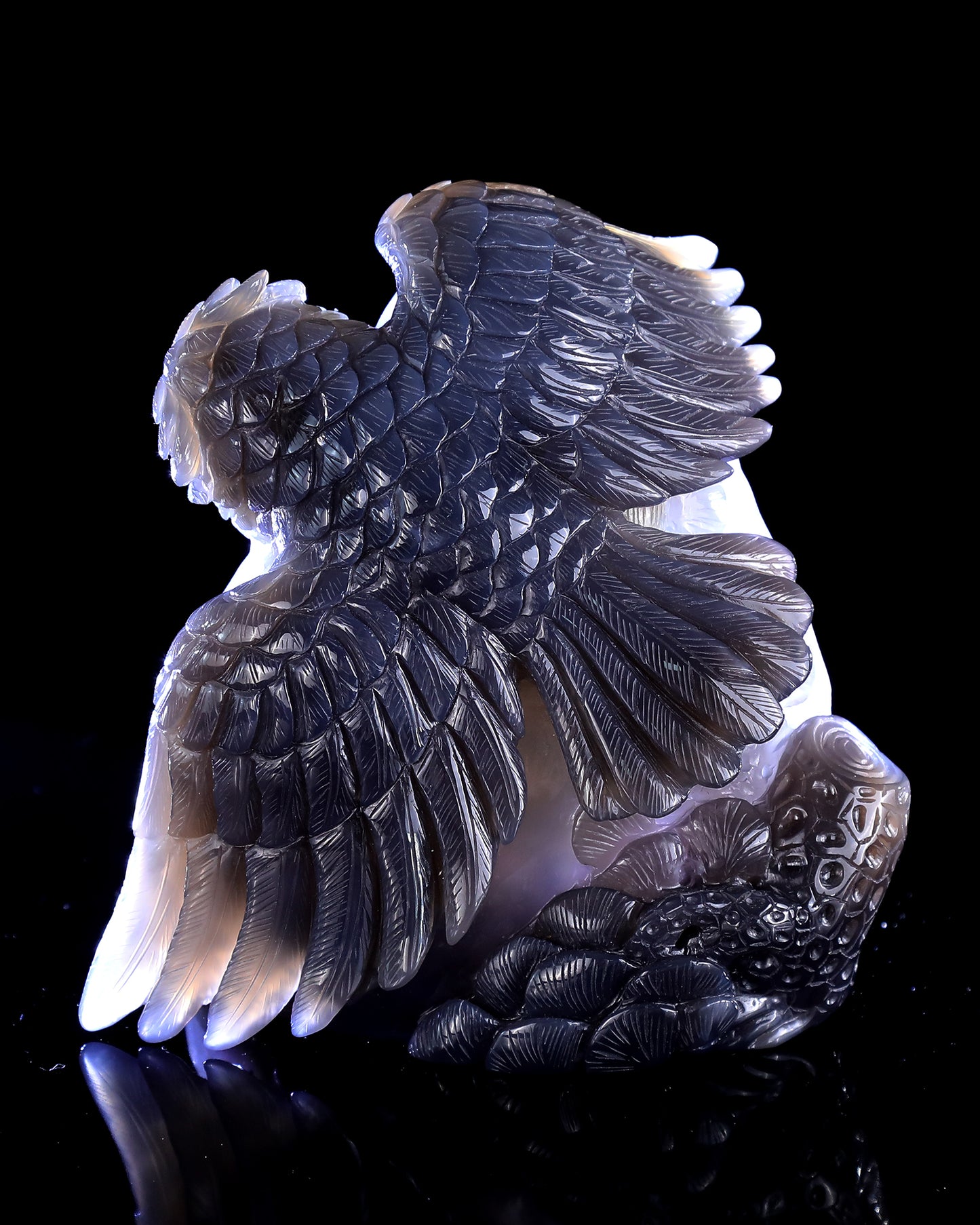 6.0" Natural Amethyst Druse Agate Hand Carved Crystal Owl Sculpture