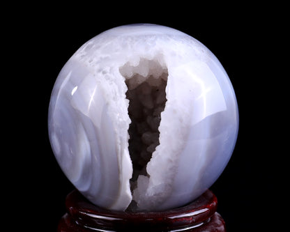 75mm Geode Agate Hand Carved Crystal Sphere