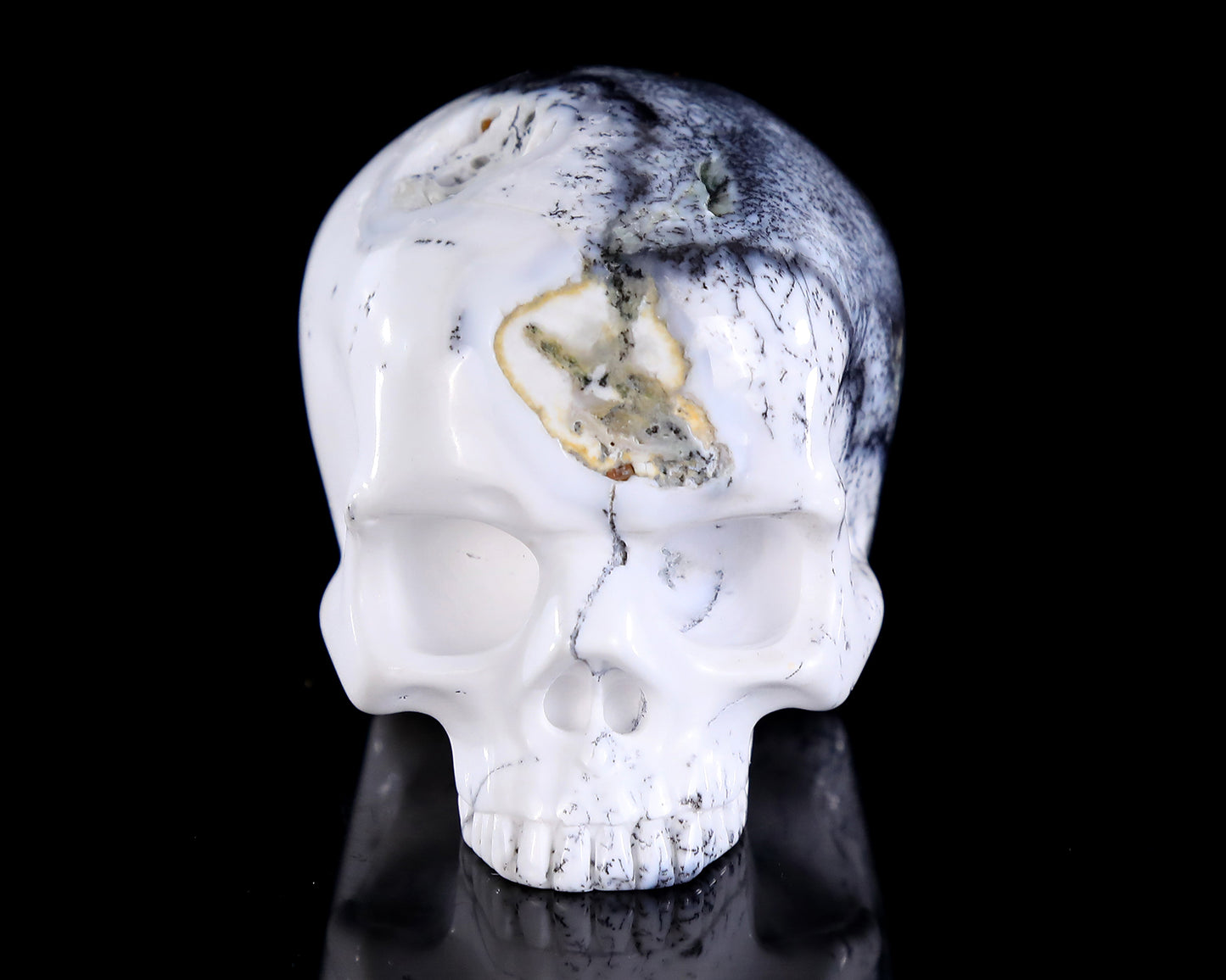 2.7" White Opal Hand Carved Crystal Skull Sculpture