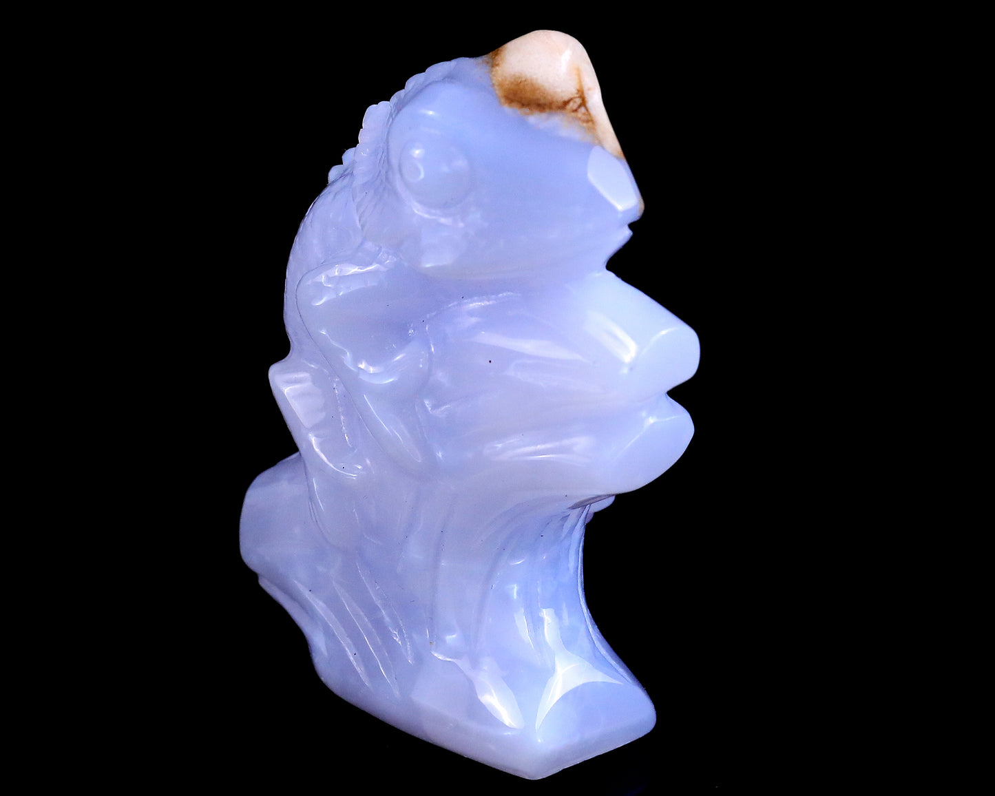 2.9" Blue Chalcedony Hand Carved Crystal Lizard Sculpture