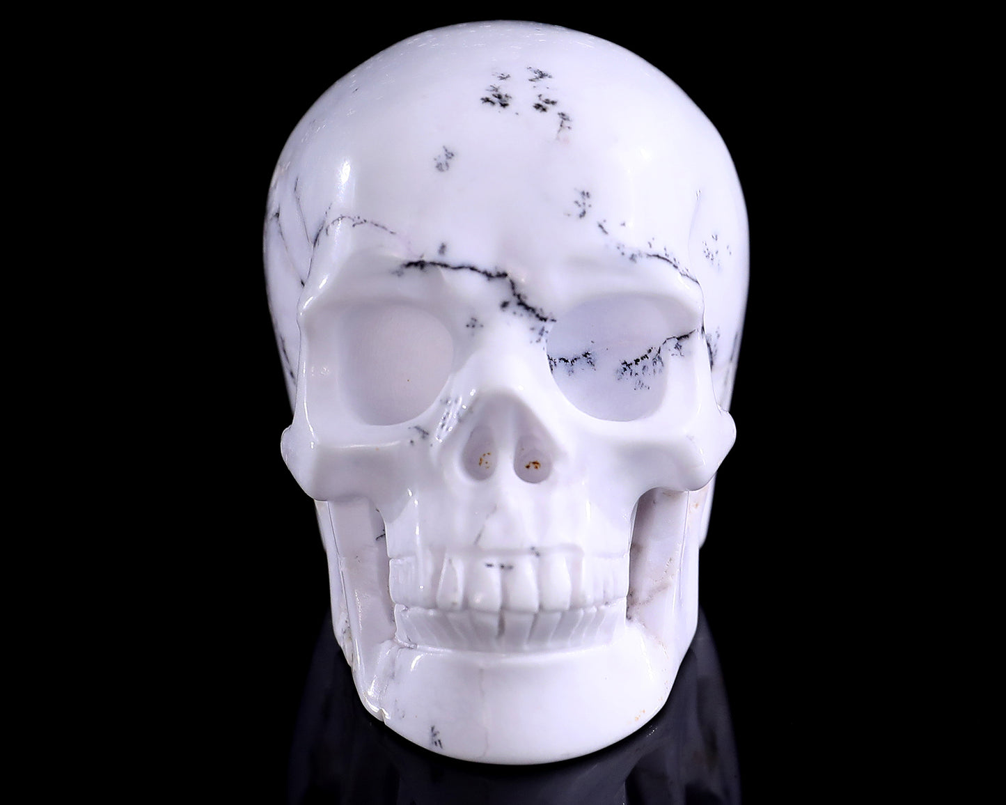 2.2" White Opal Hand Carved Crystal Realistic Skull Sculpture