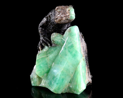 2.8" Natural Emerald Hand Carved Crystal Lizard Sculpture