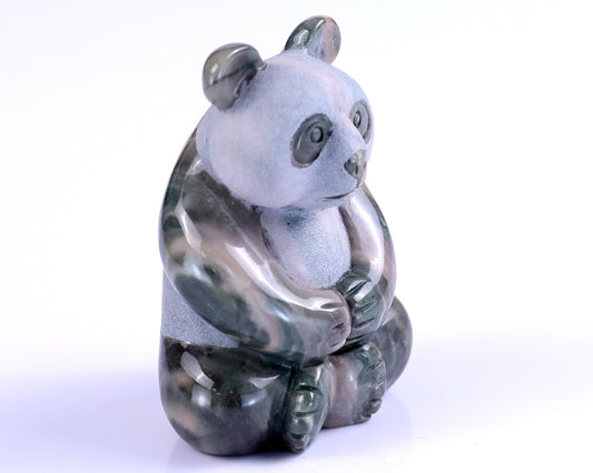 2.9" Jiulong Jade Hand Carved Crystal Panda Sculpture