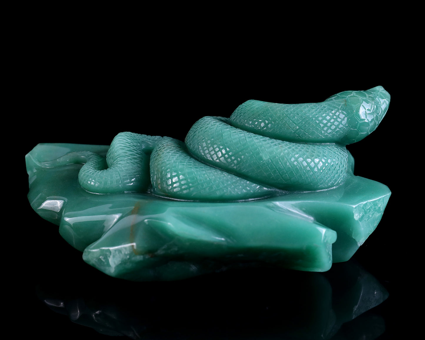 6.4" Green Aventurine Hand Carved Crystal Snake Sculpture