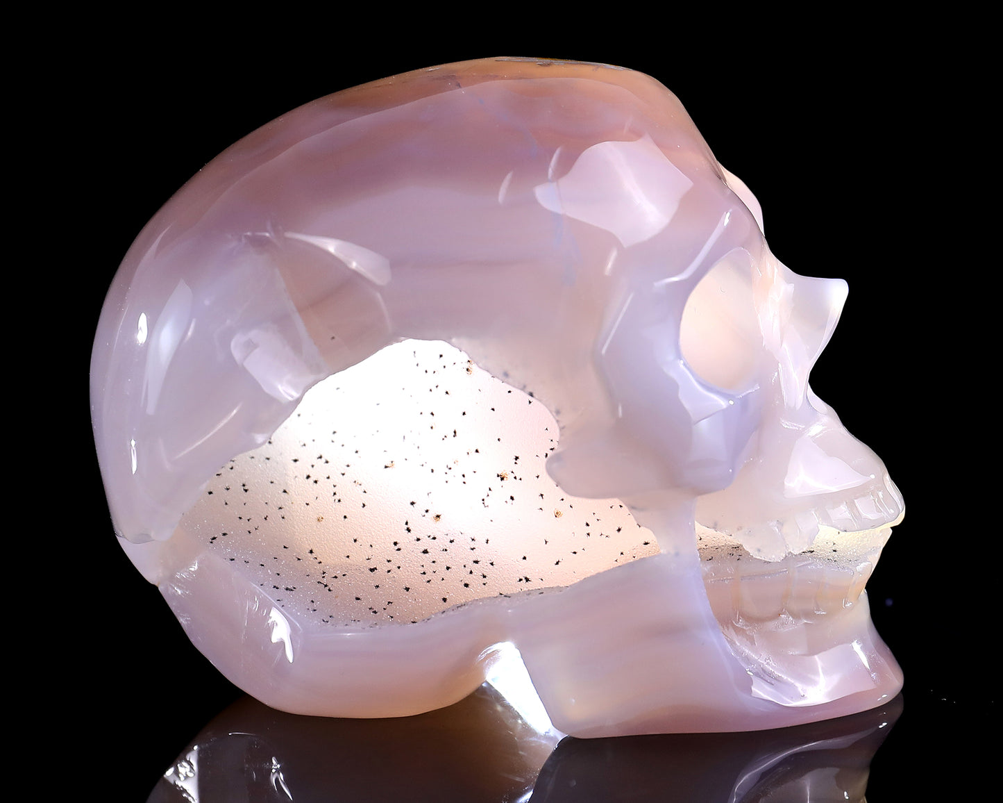 3.7" Geode Agate Hand Carved Crystal Geode Skull Sculpture