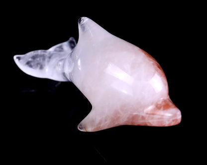 3.9" Angolan Quartz Rock Hand Carved Crystal Dolphin Sculpture