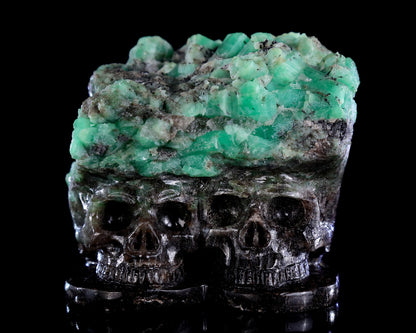 5.0" Emerald Hand Carved Crystal Skulls Sculpture