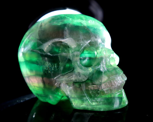 3.0" Fluorite Hand Carved Crystal Skull Sculpture