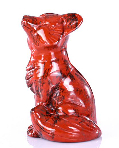 2.5" Red Jasper Hand Carved Crystal Fox Sculpture