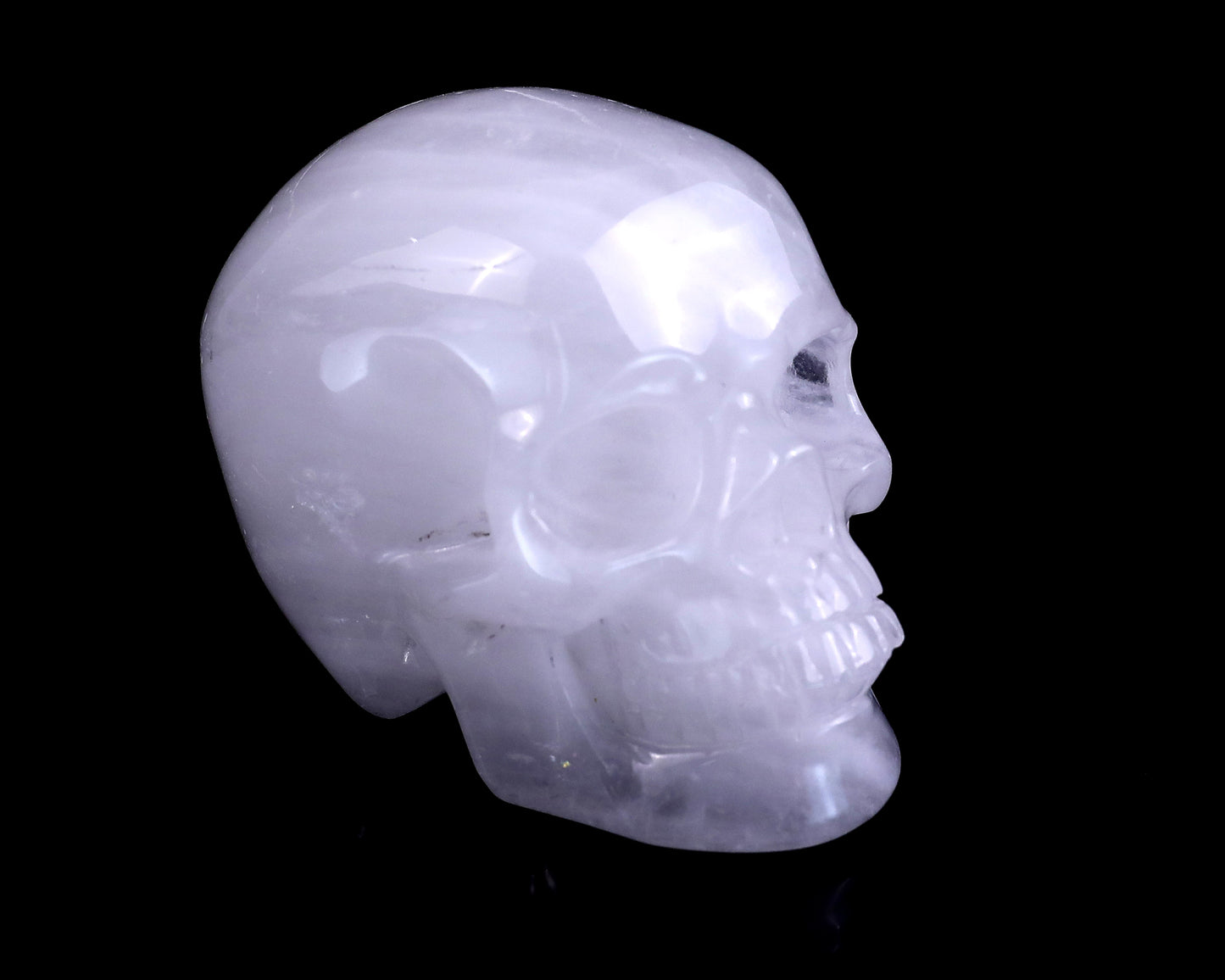 3.0" Angolan Quartz Hand Carved Crystal Realistic Skull Sculpture