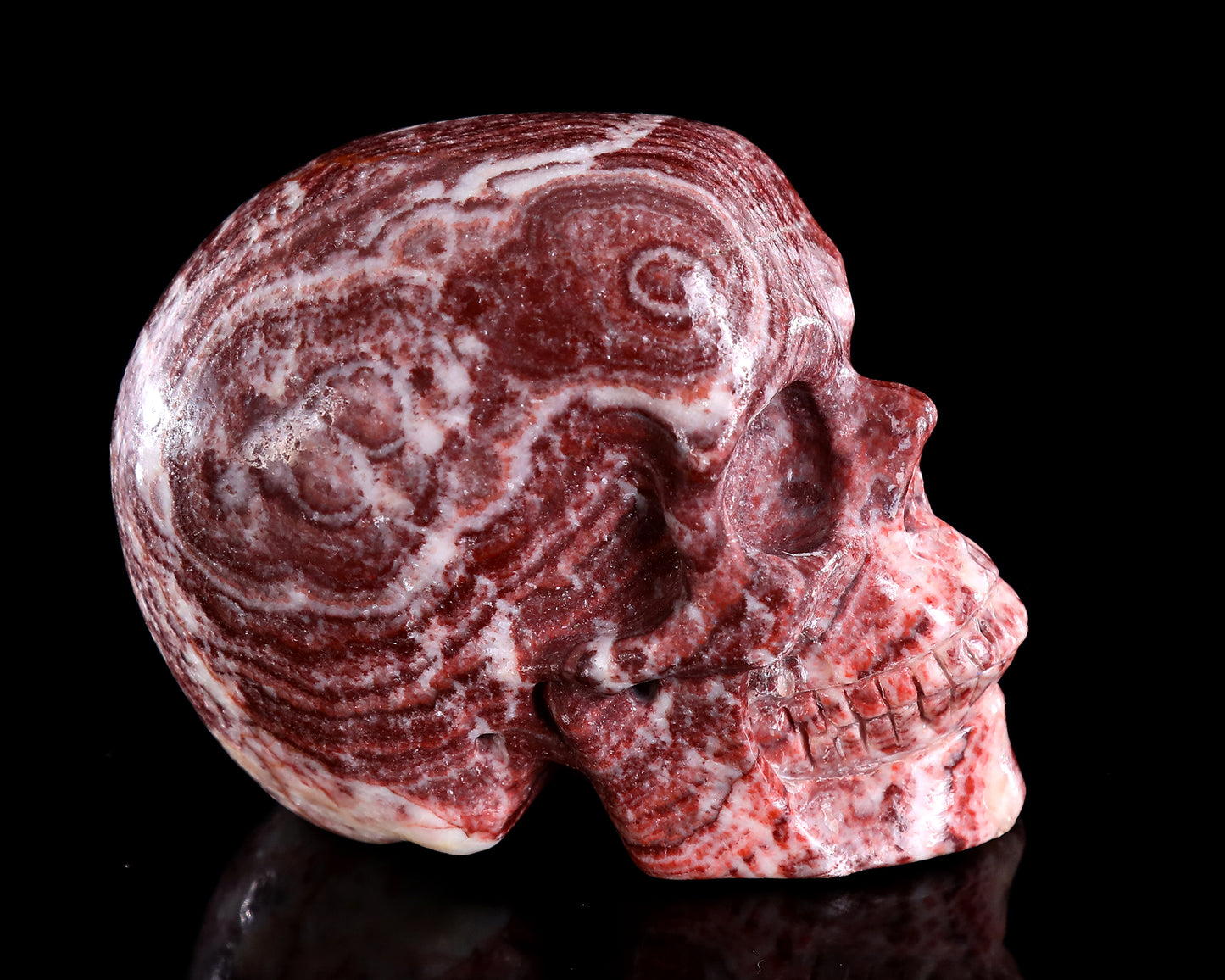 4.4" Red Zebra Agate Hand Carved Crystal Skull Sculpture