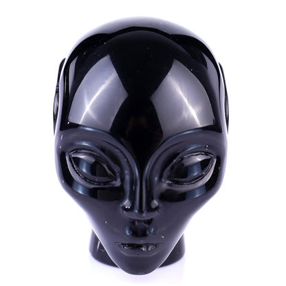 2.0" Black Obsidian Hand Carved Crystal Elf Alien Sculpture Crystallumi