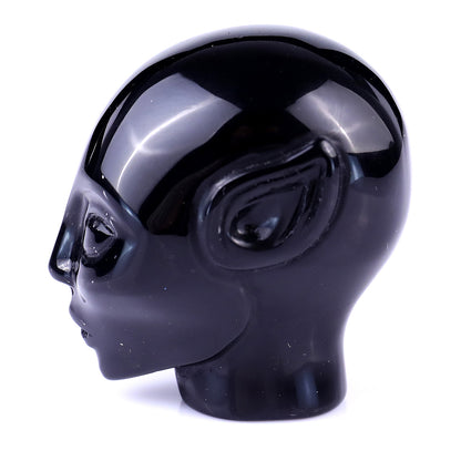 2.0" Black Obsidian Hand Carved Crystal Elf Alien Sculpture Crystallumi