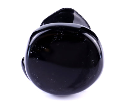 2.0" Black Obsidian Hand Carved Crystal Frog Sculpture Crystallumi