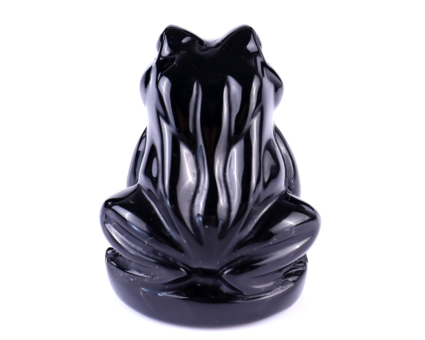 2.0" Black Obsidian Hand Carved Crystal Frog Sculpture Crystallumi