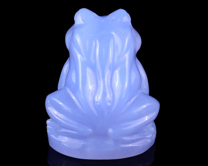 2.0" Blue Chalcedony Hand Carved Crystal Frog Sculpture Crystallumi