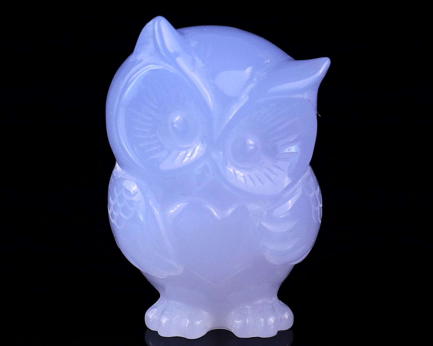 2.0" Blue Chalcedony Hand Carved Crystal Owl Sculpture Crystallumi