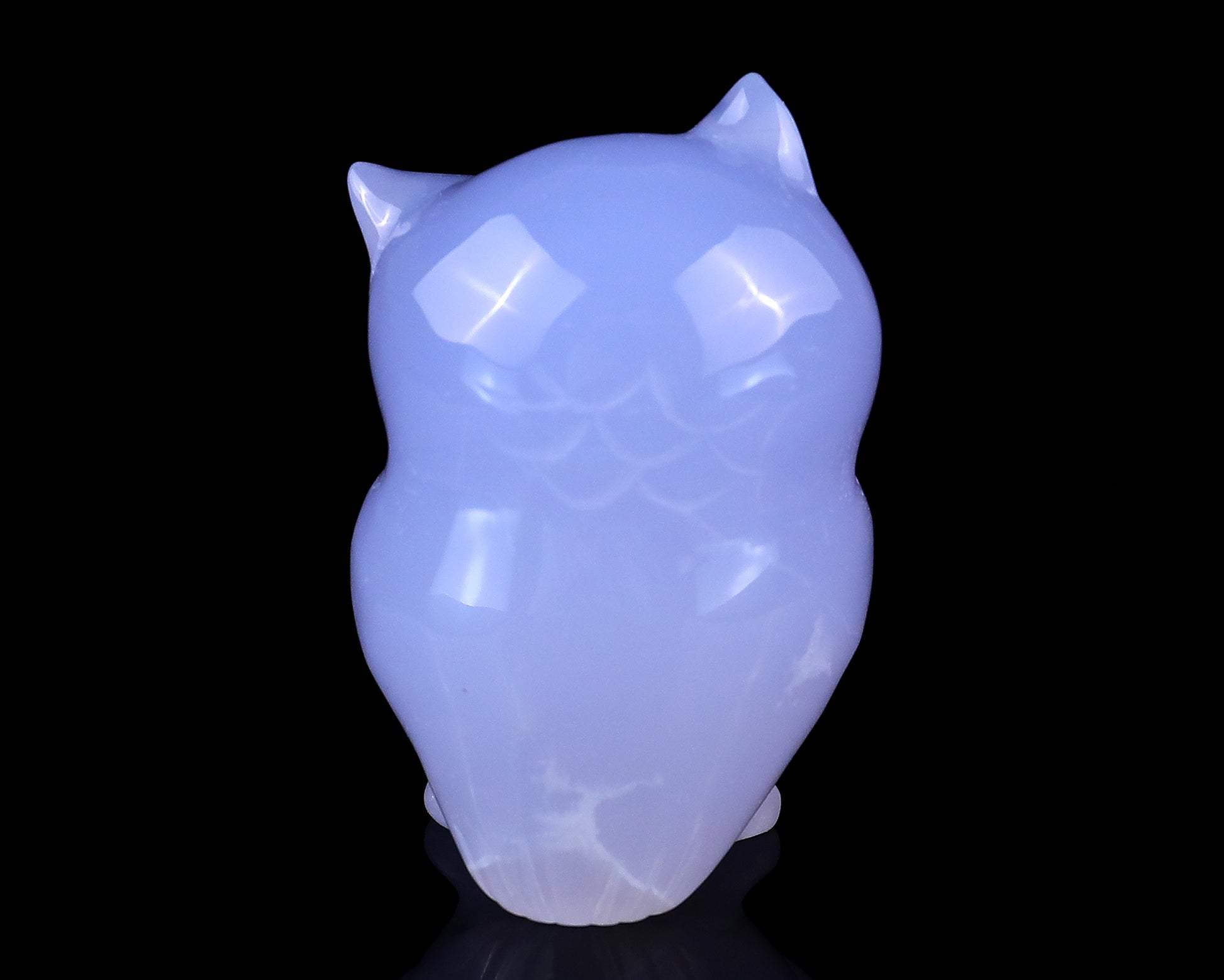 2.0" Blue Chalcedony Hand Carved Crystal Owl Sculpture Crystallumi