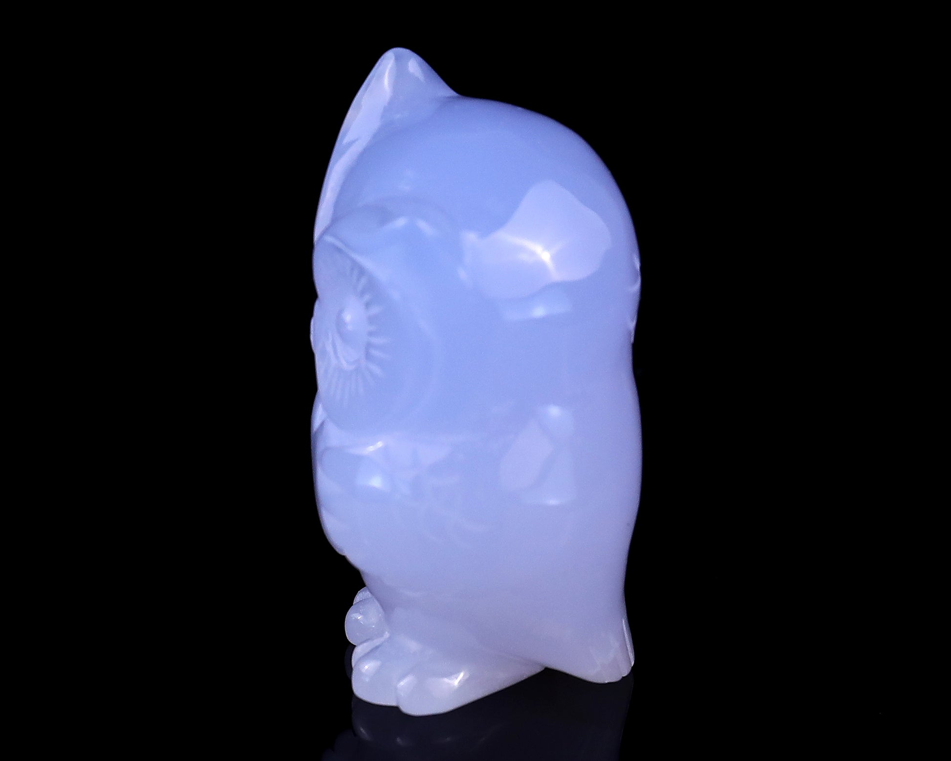 2.0" Blue Chalcedony Hand Carved Crystal Owl Sculpture Crystallumi