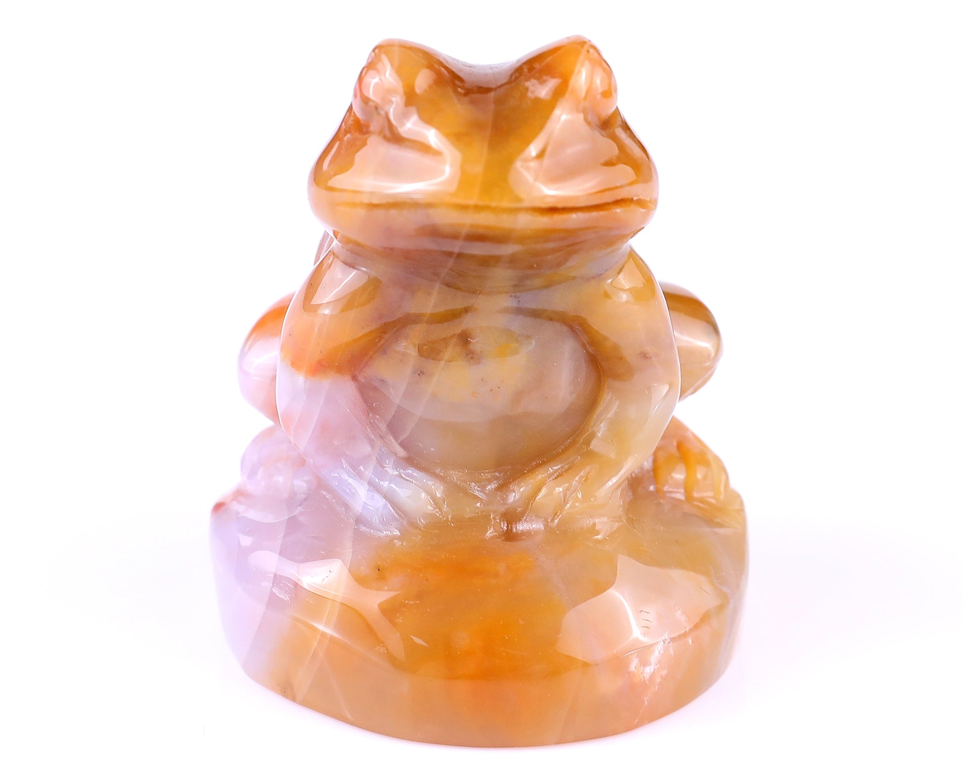 2.0" Chalcedony Hand Carved Crystal Frog Sculpture Crystallumi