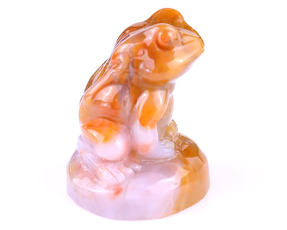 2.0" Chalcedony Hand Carved Crystal Frog Sculpture Crystallumi