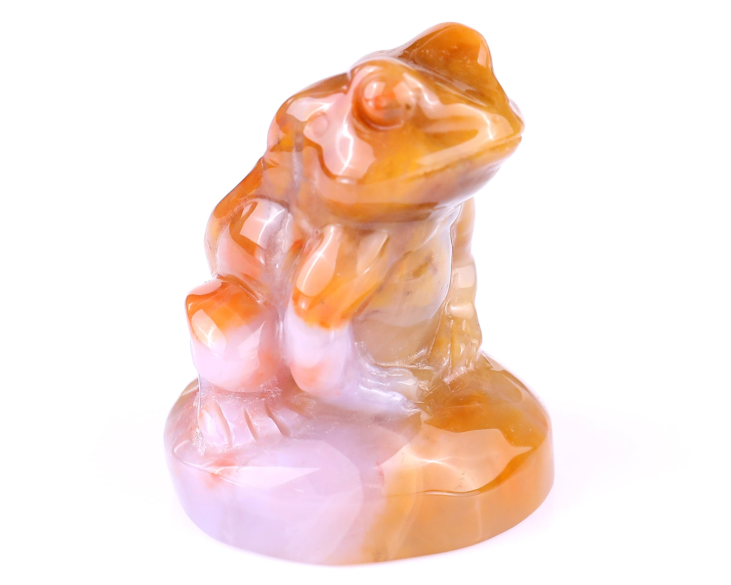 2.0" Chalcedony Hand Carved Crystal Frog Sculpture Crystallumi