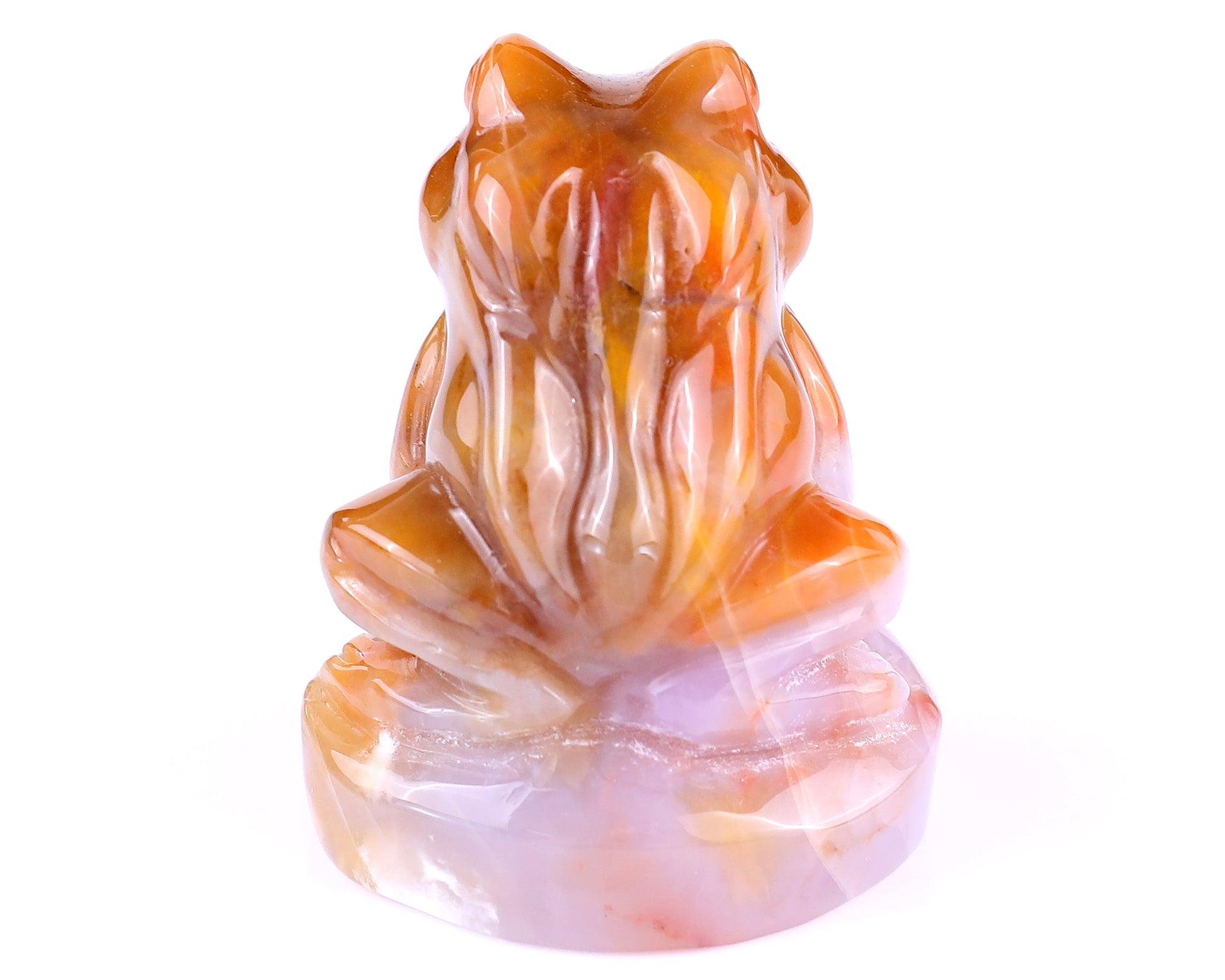 2.0" Chalcedony Hand Carved Crystal Frog Sculpture Crystallumi