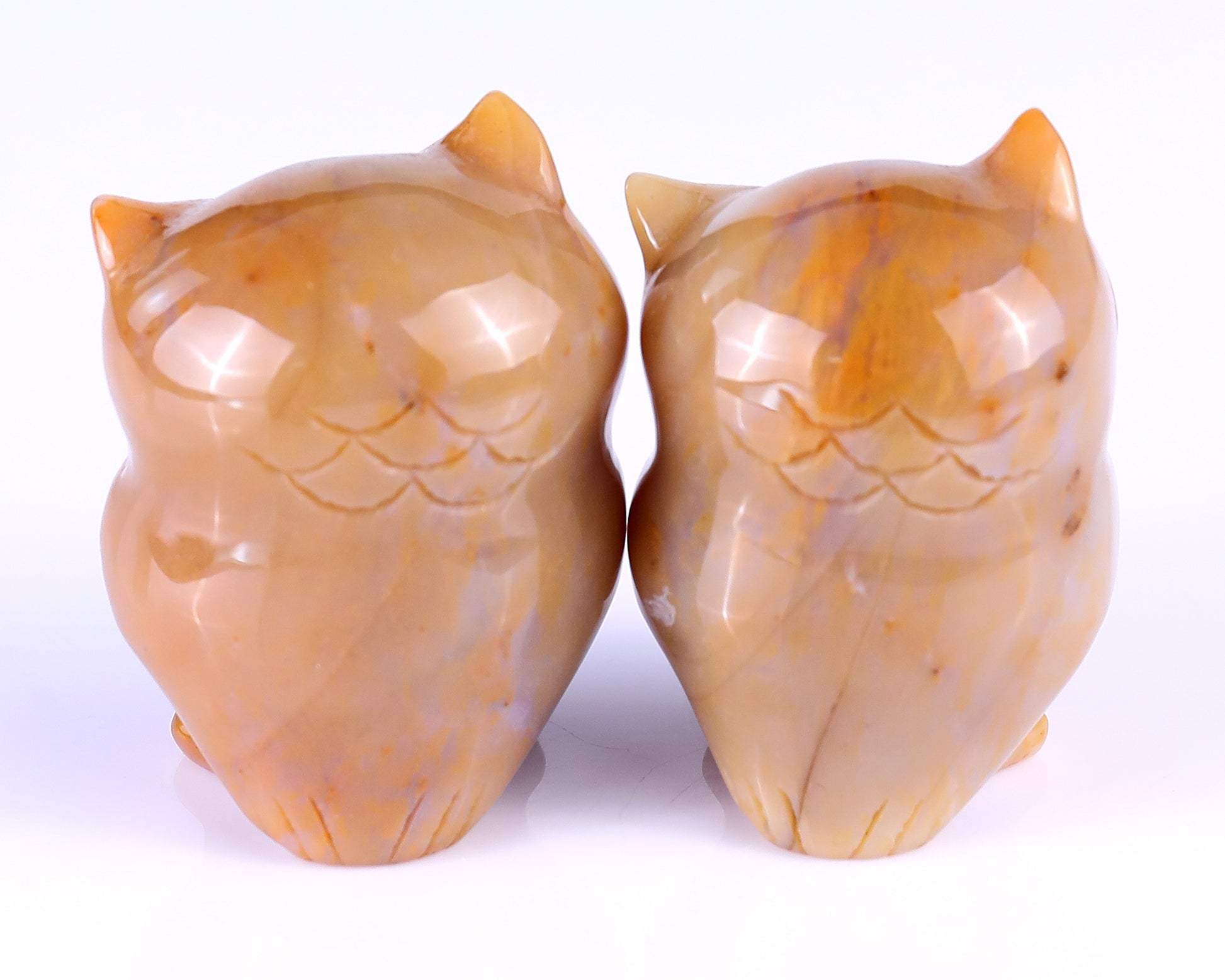 2.0" Chalcedony Hand Carved Crystal Owl Sculpture Crystallumi