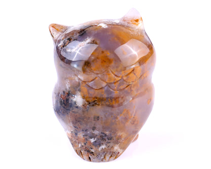 2.0" Chalcedony Hand Carved Crystal Owl Sculpture Crystallumi