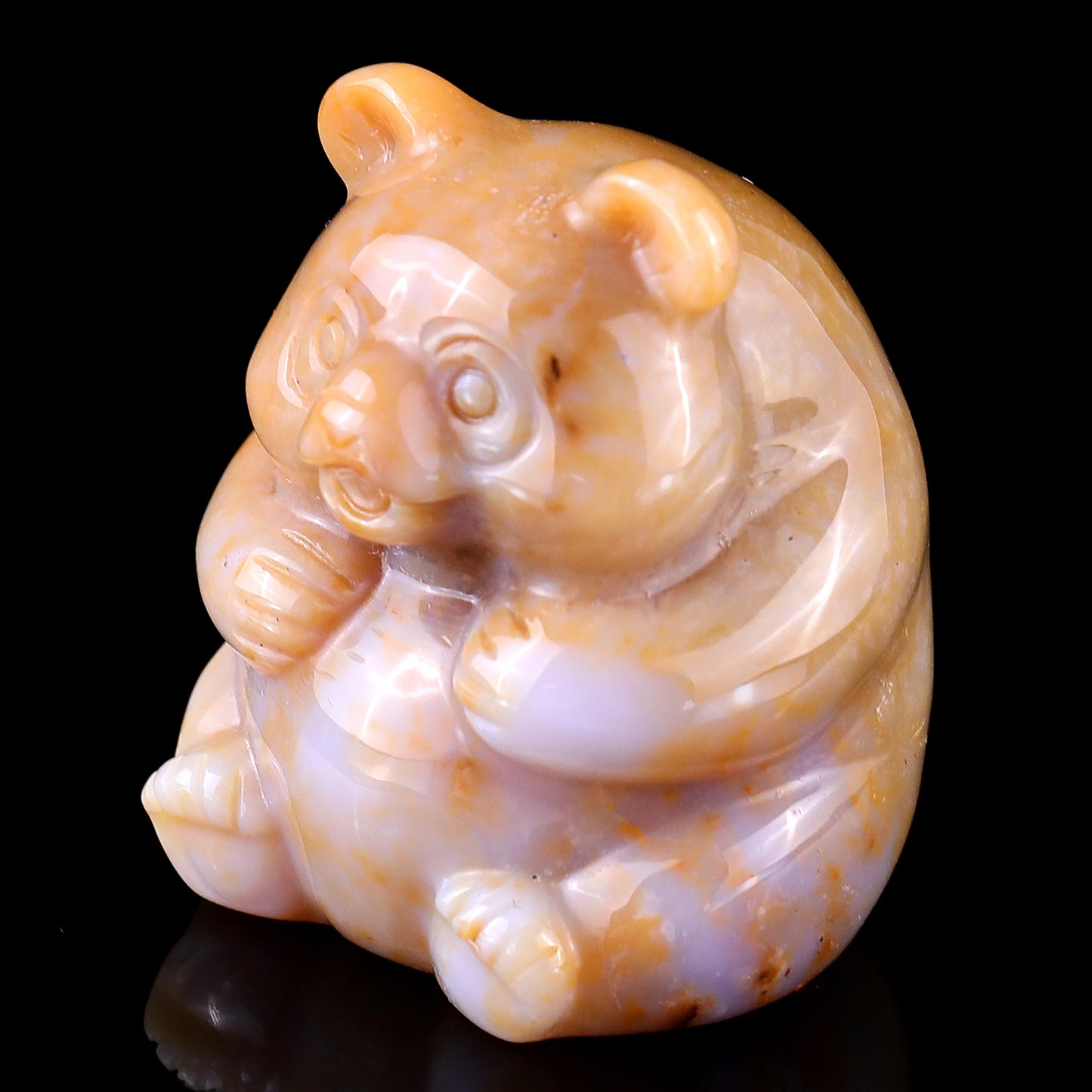 2.0" Chalcedony Hand Carved Crystal Panda Sculpture Crystallumi