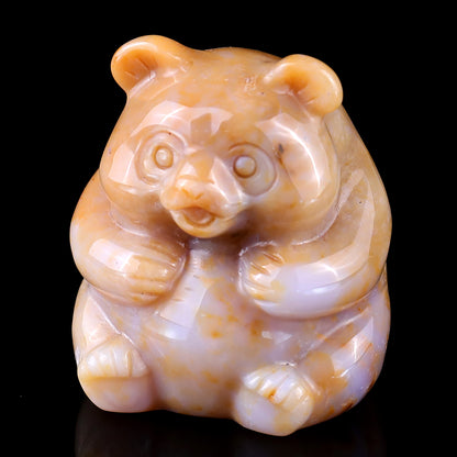 2.0" Chalcedony Hand Carved Crystal Panda Sculpture Crystallumi