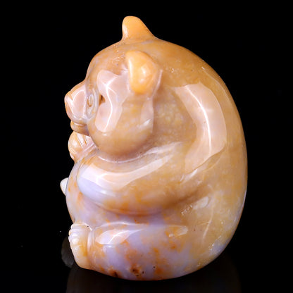 2.0" Chalcedony Hand Carved Crystal Panda Sculpture Crystallumi