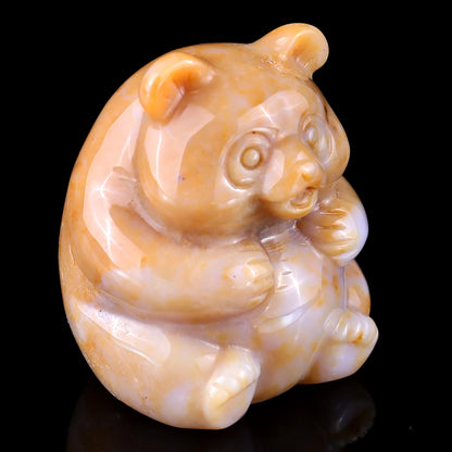 2.0" Chalcedony Hand Carved Crystal Panda Sculpture Crystallumi