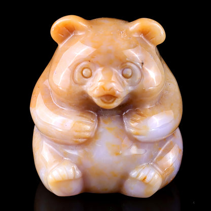 2.0" Chalcedony Hand Carved Crystal Panda Sculpture Crystallumi