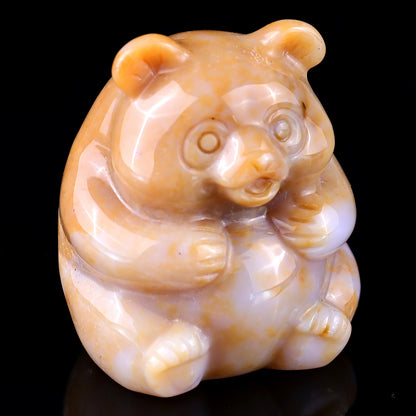 2.0" Chalcedony Hand Carved Crystal Panda Sculpture Crystallumi