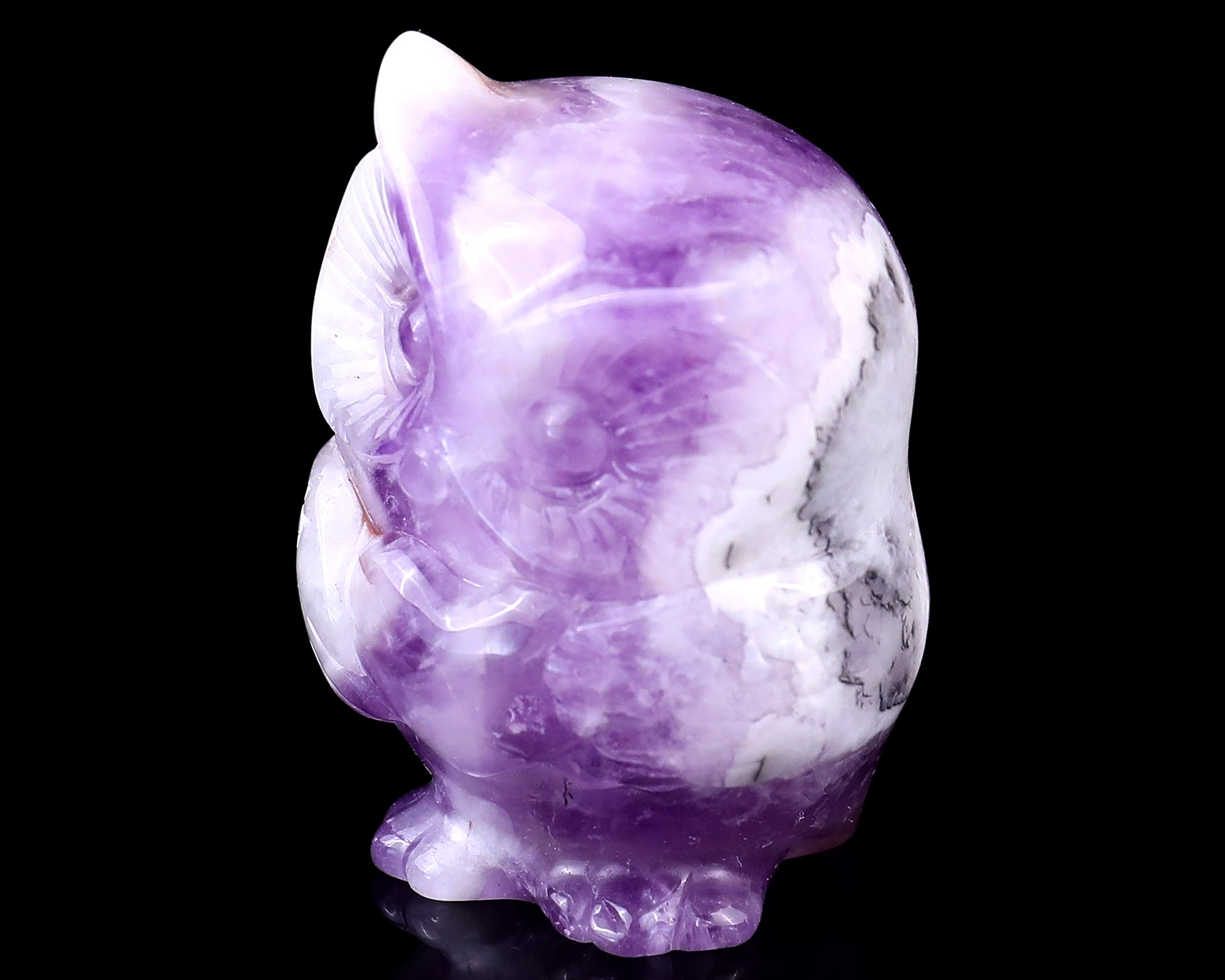 2.0"Dream Amethyst Hand Carved Crystal Owl Sculpture Crystallumi