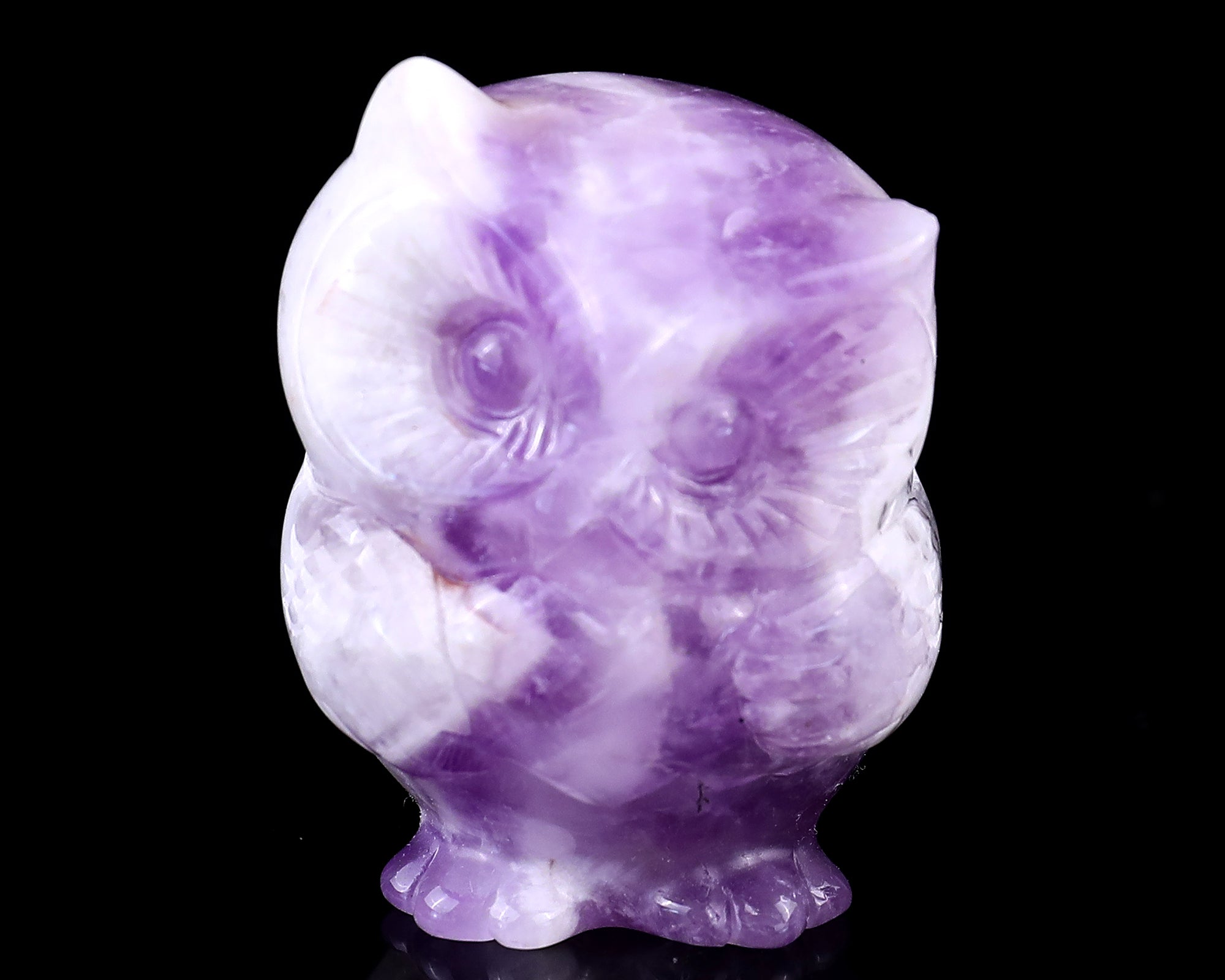 Dream amethyst owl offers crystal carving