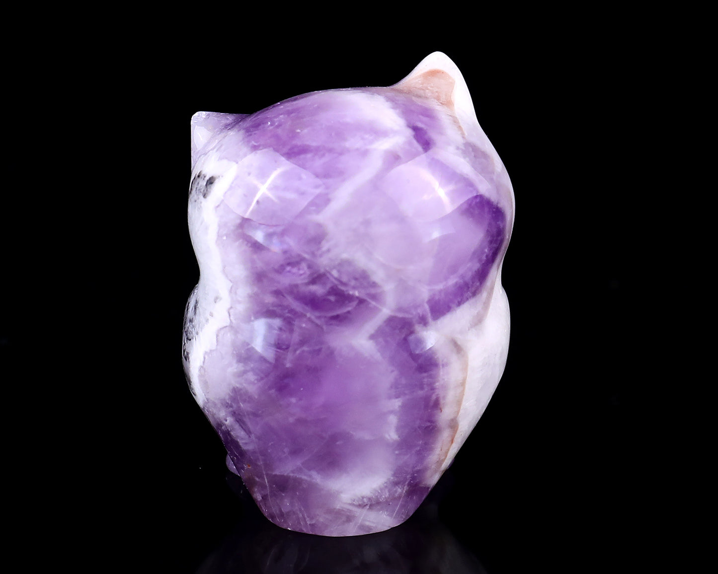 2.0"Dream Amethyst Hand Carved Crystal Owl Sculpture Crystallumi