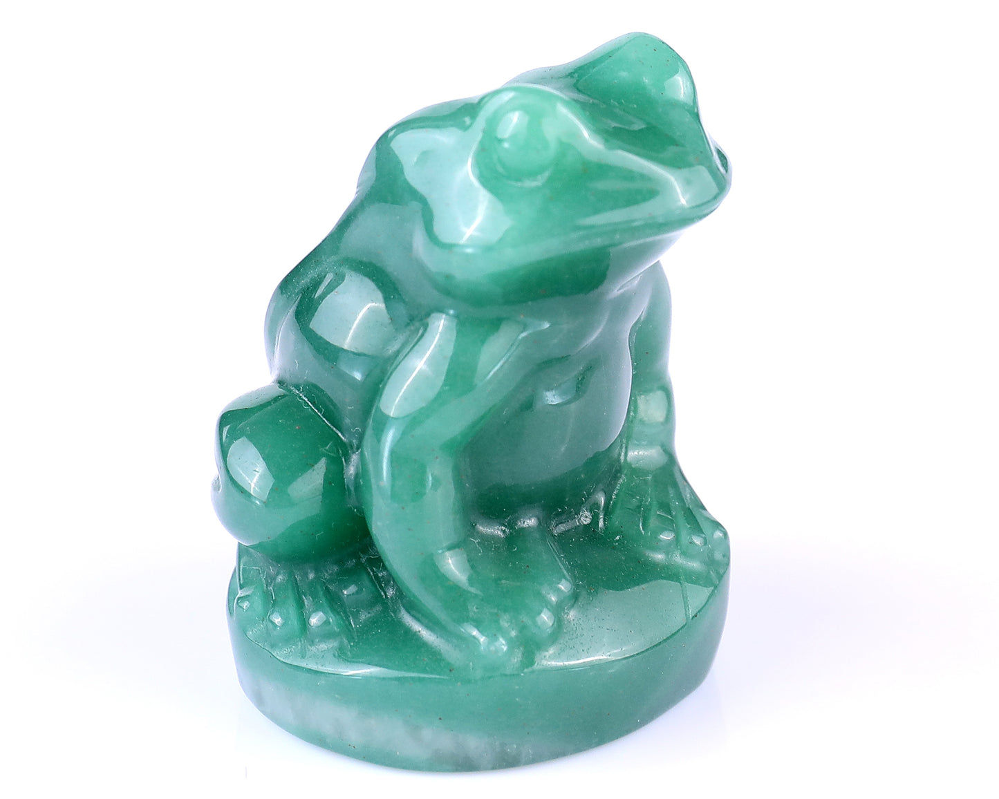 2.0" Green Aventurine Hand Carved Crystal Frog Sculpture Crystallumi