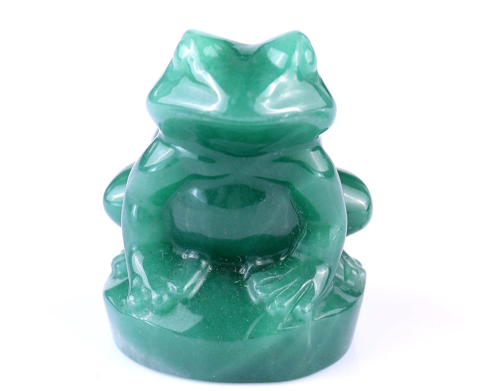 2.0" Green Aventurine Hand Carved Crystal Frog Sculpture Crystallumi