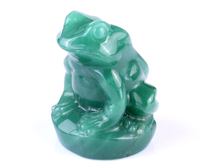 2.0" Green Aventurine Hand Carved Crystal Frog Sculpture Crystallumi