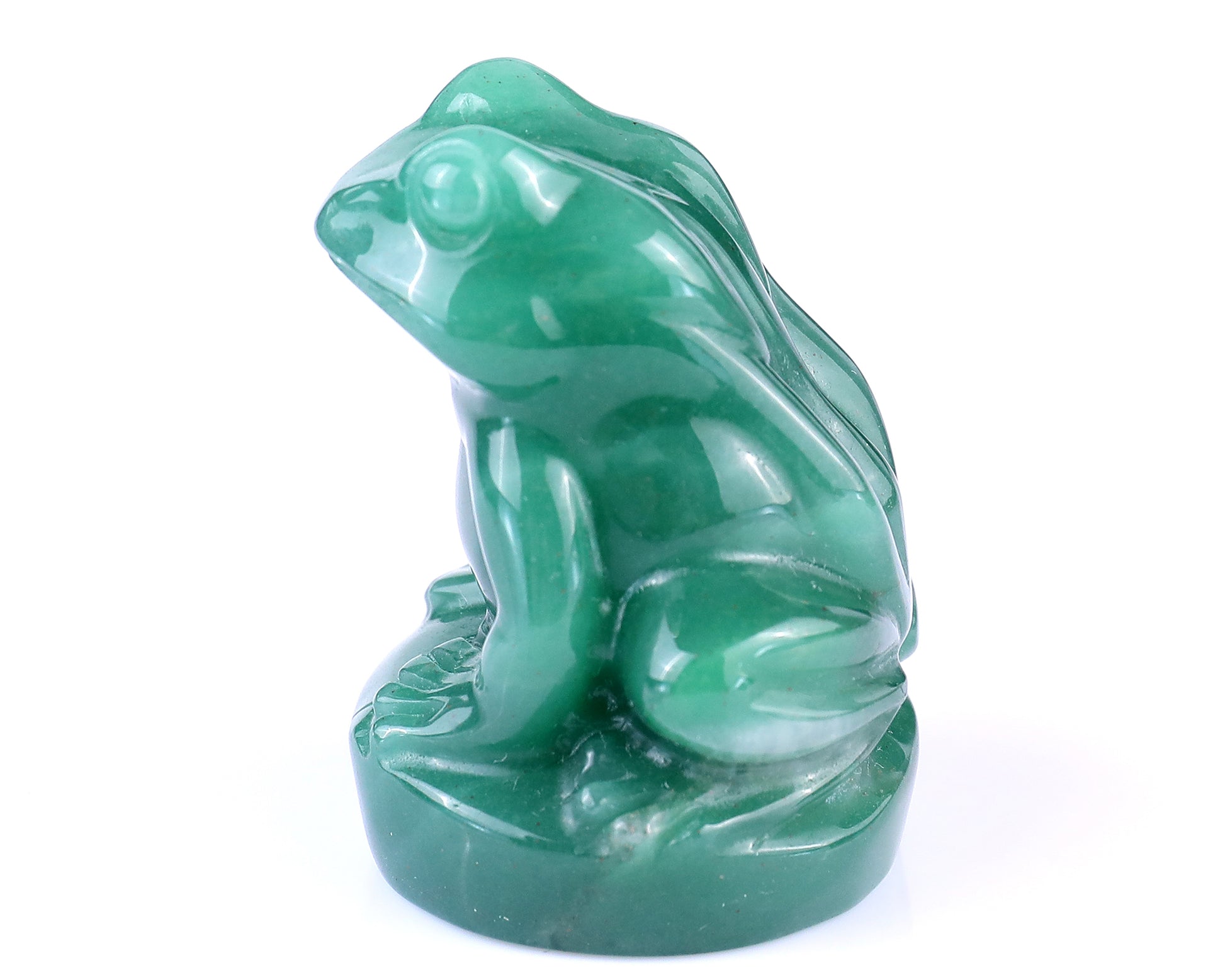 2.0" Green Aventurine Hand Carved Crystal Frog Sculpture Crystallumi