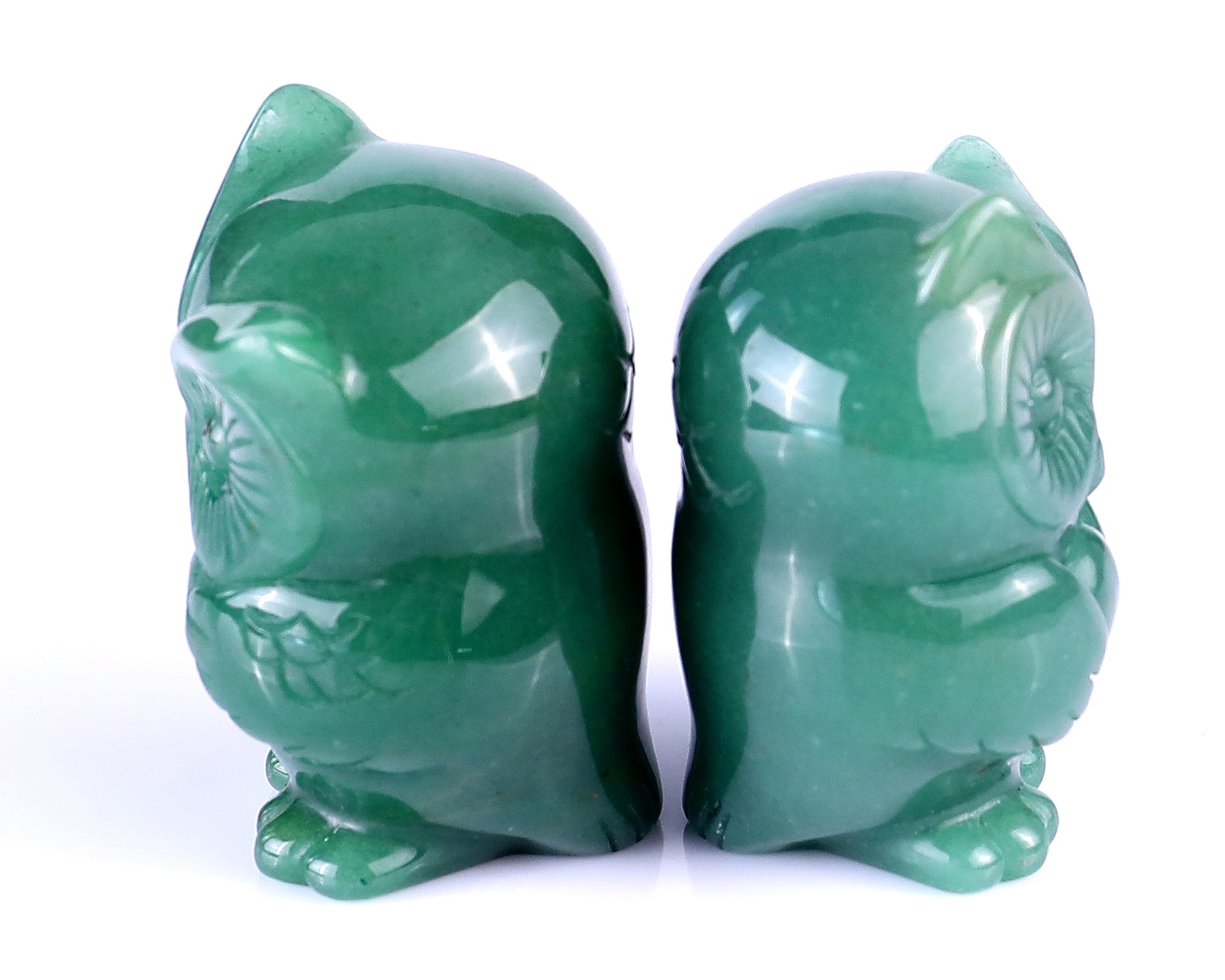 2.0" Green Aventurine Hand Carved Crystal Owl Sculpture Crystallumi