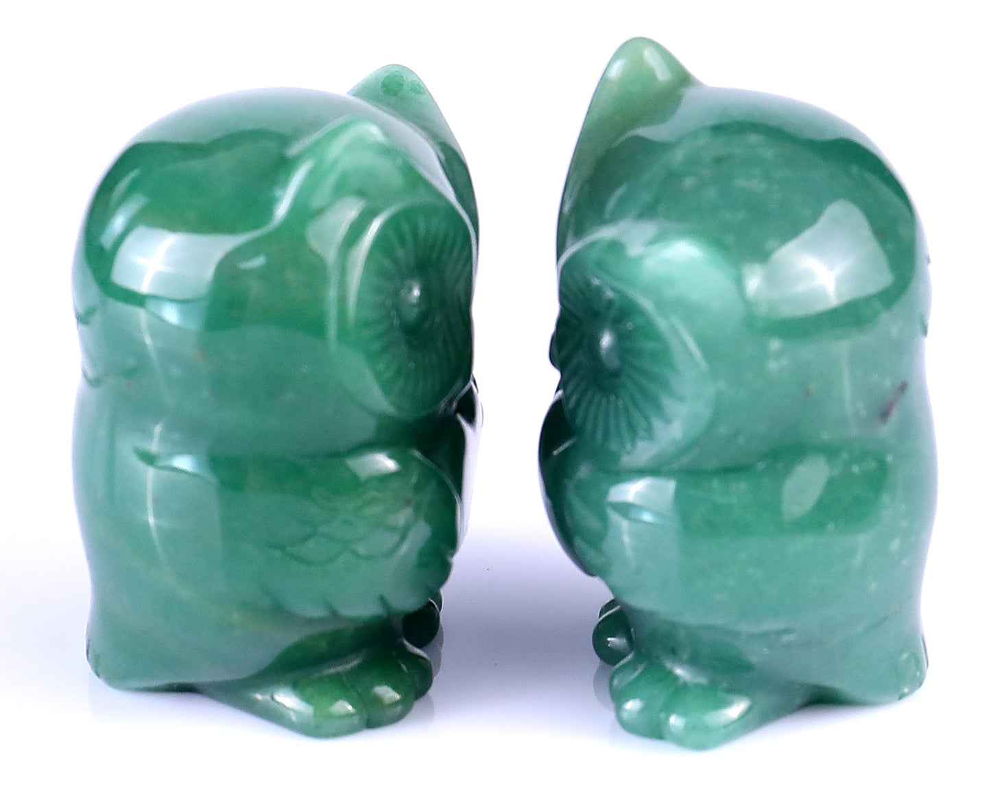 2.0" Green Aventurine Hand Carved Crystal Owl Sculpture Crystallumi