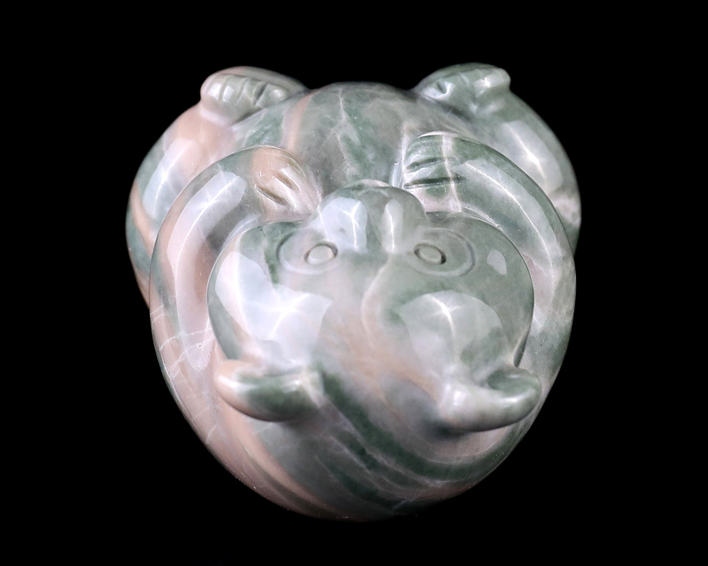 2.0" Jiulong Jade Hand Carved Crystal Panda Sculpture Crystallumi